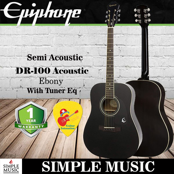 Epiphone Songmaker DR-100 Eq Added - Ebony Solid Top Acoustic Guitar